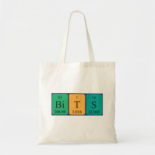 Bolsa Tote Saco de palavras de mesa periódica Bits