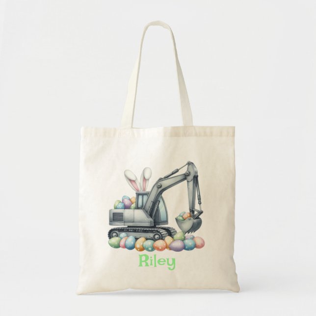 Bolsa Tote Saco de Páscoa para Crianças – Caminhão de Constru (Frente)