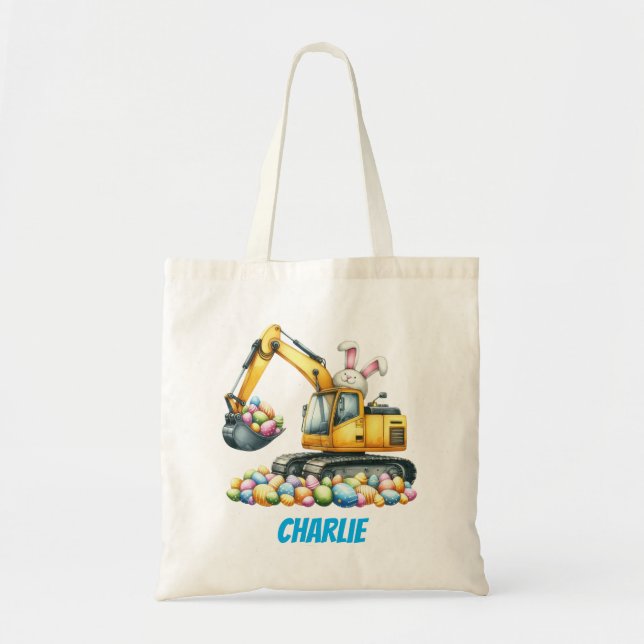 Bolsa Tote Saco de Páscoa para Crianças – Caminhão de Constru (Frente)