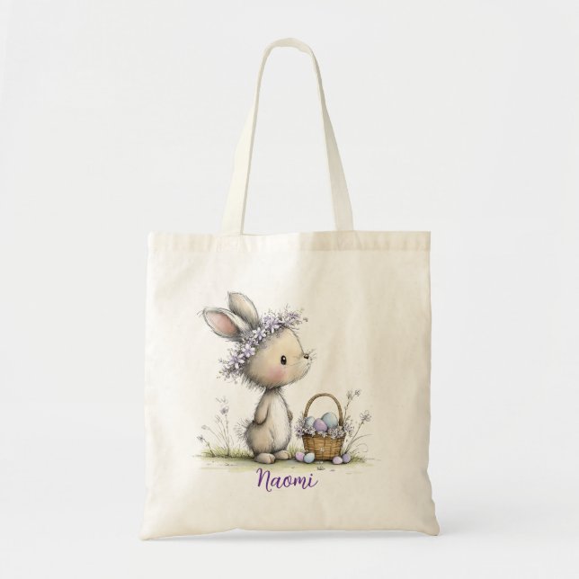 Bolsa Tote Saco de Páscoa Personalizado para Crianças (Frente)