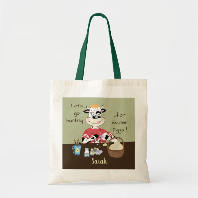 Bolsa Tote Saco de Páscoa personalizado para crianças com vac (Frente)