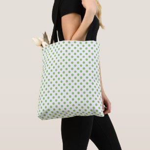 Bolsa Tote Saco de Pistache com Pontos Polka em Círculos