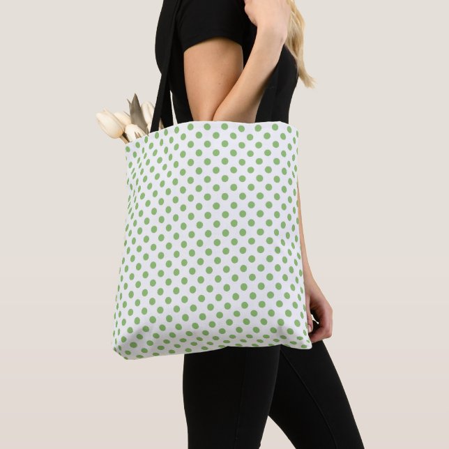 Bolsa Tote Saco de Pistache com Pontos Polka em Círculos (Close Up)