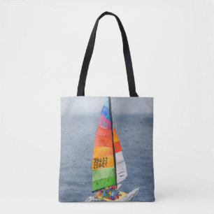Bolsa Tote Saco de Praia com Foto de Catamarã Náutico à Vela
