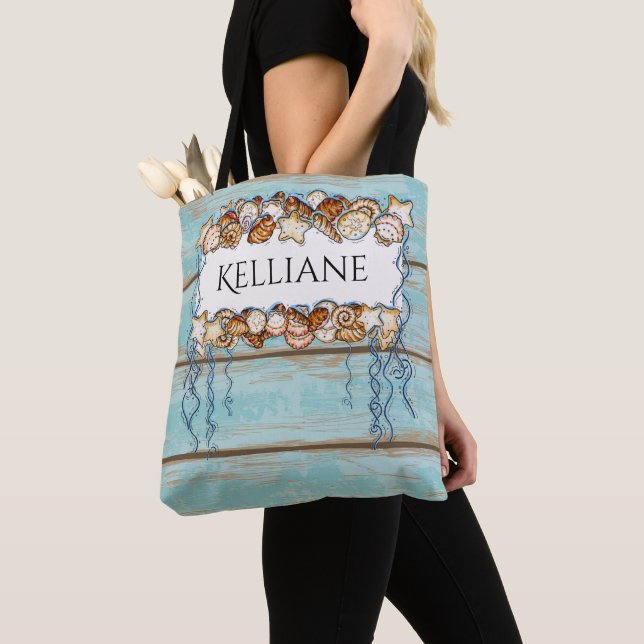 Bolsa Tote Saco de Praia de Conchas (Close Up)
