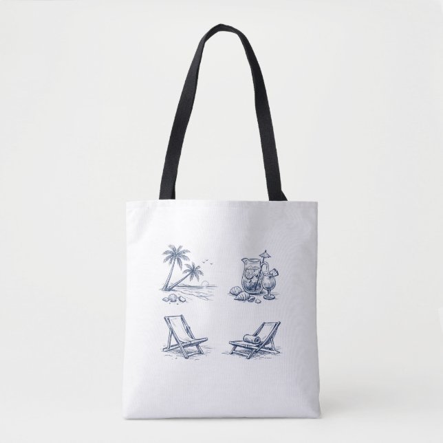Bolsa Tote Saco de Praia Tropical (Frente)