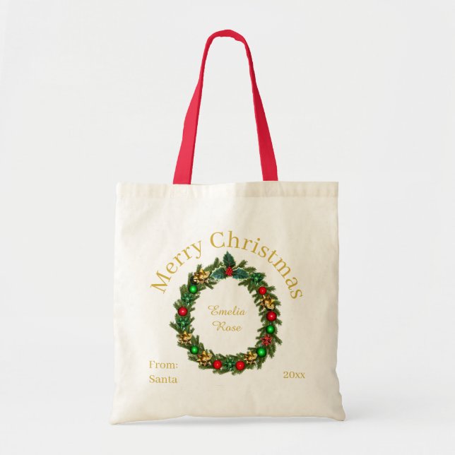 Bolsa Tote Saco de Presente de Natal em Algodão para Lembranç (Frente)