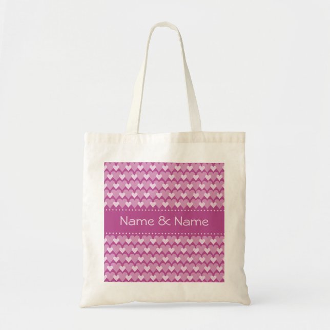 Bolsa Tote Saco de presente do Coração Rosa, personalizar (Frente)