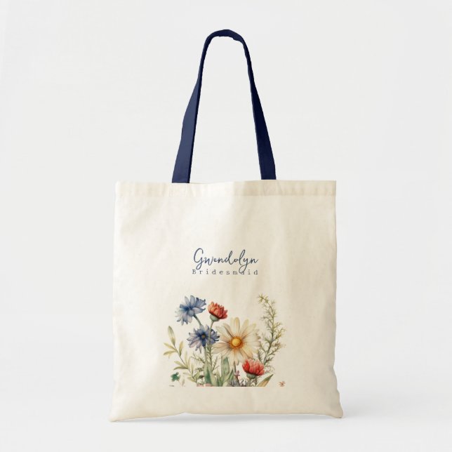 Bolsa Tote Saco de presente personalizado com flores silvestr (Frente)