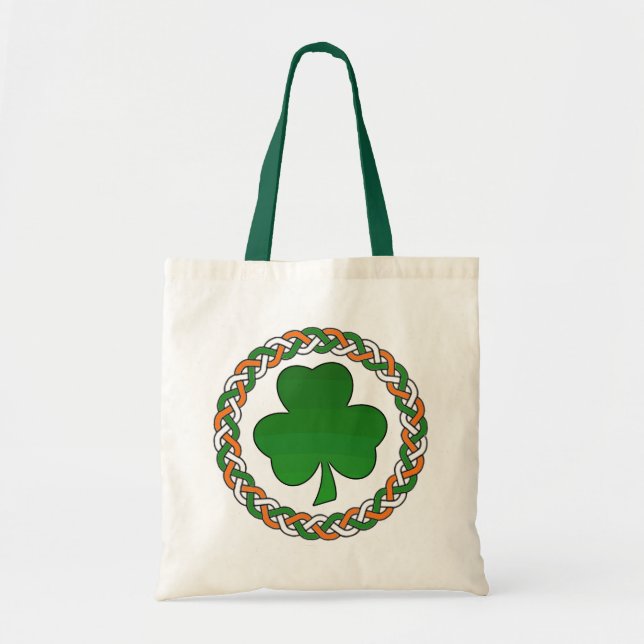 Bolsa Tote Saco de shamrock celeste branco-laranja-verde (Frente)