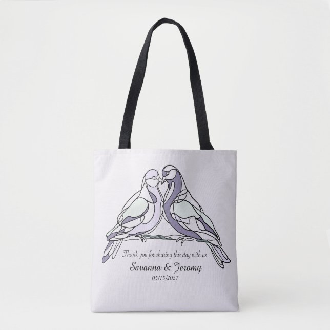 Bolsa Tote Saco de Swag de Pombo de Casamento (Frente)