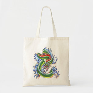 Bolsa Tote Saco de tatuagem do dragão de água verde Legal