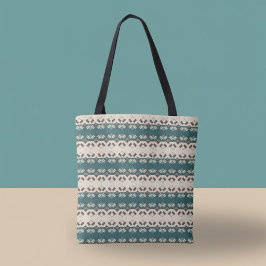 Bolsa Tote Saco de Tela Verde Azul e Marrom Terra