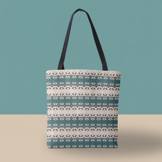 Bolsa Tote Saco de Tela Verde Azul e Marrom Terra (Criador carregado)