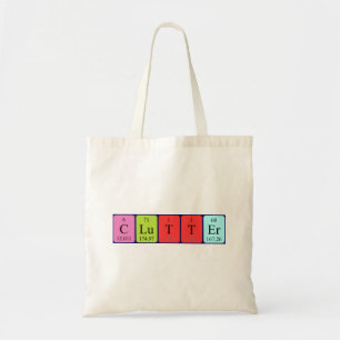 Bolsa Tote Saco de texto de palavra de mesa periódica do Clut