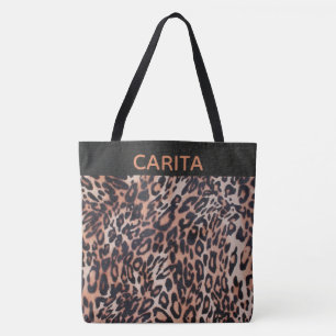 Bolsa Tote Saco de Textura de Pele-Leopardo Personalizado