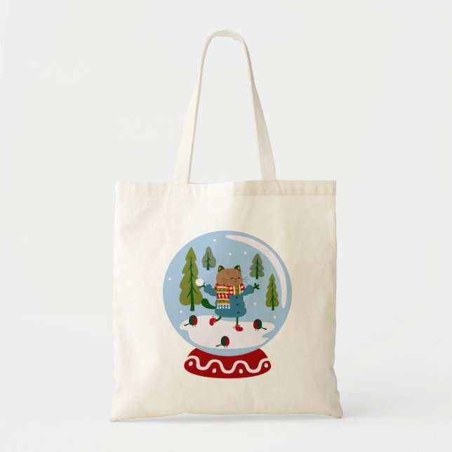 Bolsa Tote Saco de Toa de Globe Gato de Natal (Frente)
