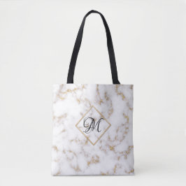 Bolsa Tote Saco de Toa Dourado Mármaco Branco Elegante Modern