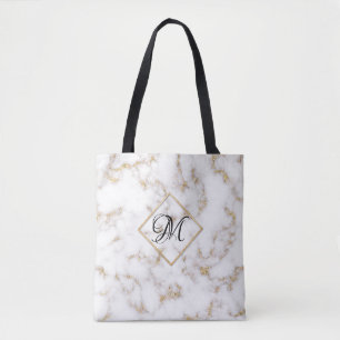 Bolsa Tote Saco de Toa Dourado Mármaco Branco Elegante Modern