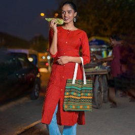 Bolsa Tote Saco de toalha Aztec, etnia verde