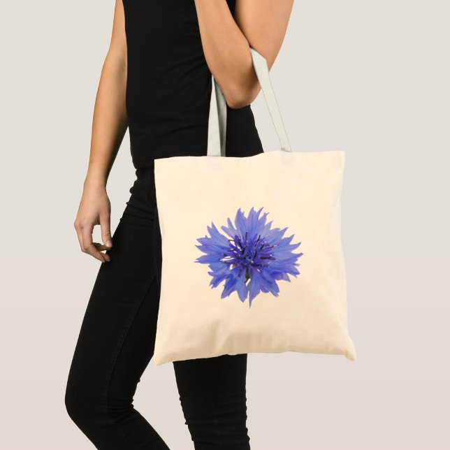 Bolsa Tote Saco de toalha com flor azul (Frente (produto))