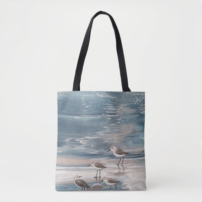 Bolsa Tote Saco de toalha costeira de aves de praia (Frente)