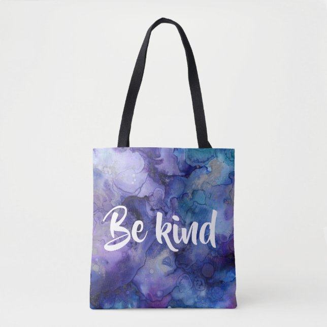 Bolsa Tote Saco de Toalha de Aquarela Roxa (Frente)