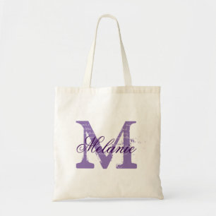 Bolsa Tote Saco de toalha de casamento de monograma roxo pers