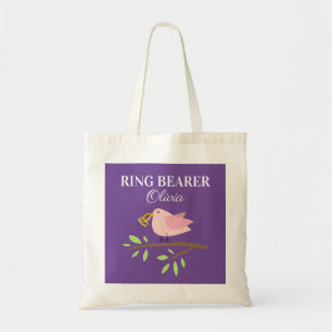 Bolsa Tote Saco de toalha de casamento de pássaros com anel 