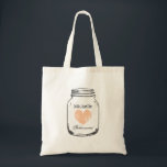 Bolsa Tote Saco de toalha de casamento do Mason Rustic para d<br><div class="desc">Vintage mason jar saco de tote de casamento para madrinhas. Design russo para casamento de chic country. Cor de pêssego e cinza ou cor de fundo personalizada. Tipografia de script clássico para nome personalizado ou monograma. Faça uma noiva elegante, dama de honra, madrinha de casamento, florista, mãe da noiva etc....</div>