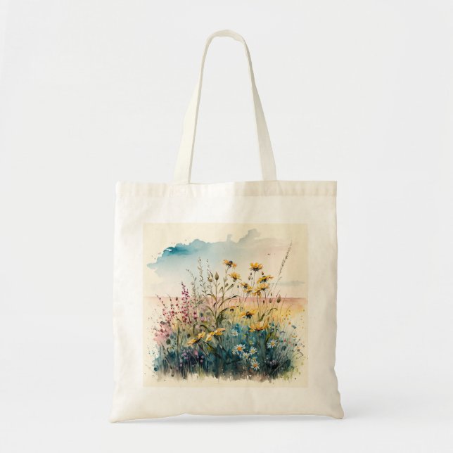 Bolsa Tote Saco de toalha de flor de campo (Frente)
