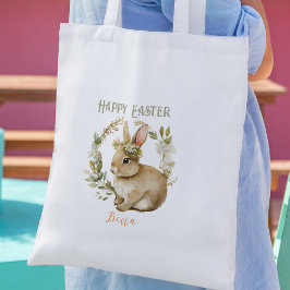 Bolsa Tote Saco de Toalha de Páscoa Floral de Coelhinho Bonit