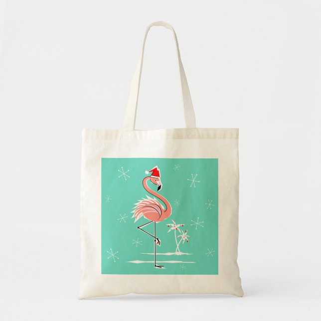 Bolsa Tote Saco de toalha Flamingo de Natal (Frente)