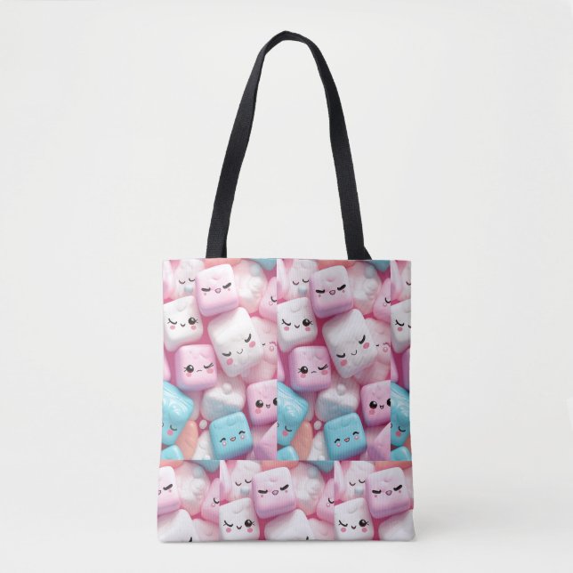 Bolsa Tote Saco de toalha rosa-branca (Frente)
