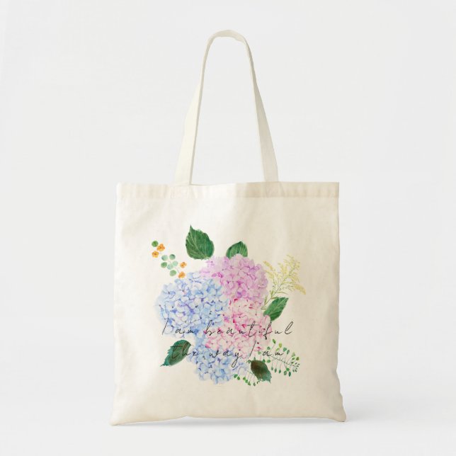 Bolsa Tote saco de toalhas de hydrangea azul e rosa (Frente)