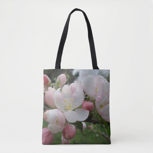 Bolsa Tote Saco de Toalhete da Flor Branca Rosa (Frente)