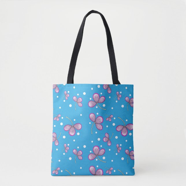 Bolsa Tote Saco de Toalhete de Flor Rosa Quimérico (Frente)