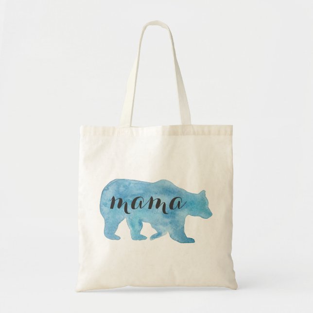 Bolsa Tote Saco de Tocha de Aquarela do Urso da Mamã (Frente)