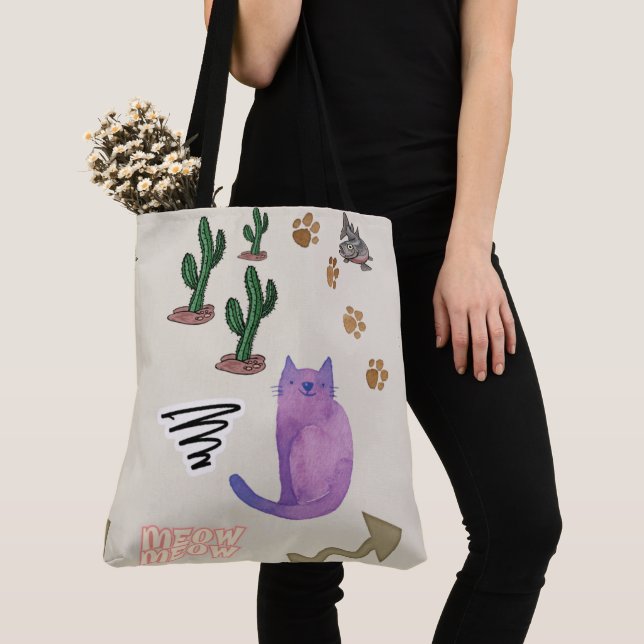 Bolsa Tote Saco de Togo Peixe de Cactus Meow (Close Up)