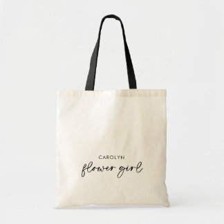 Bolsa Tote Saco de Toia da Menina de Flor de Script Negro Min