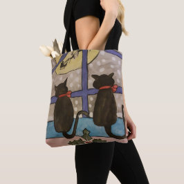 Bolsa Tote Saco de Toia de Natal de Gato Negro