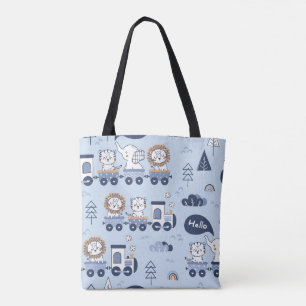 Bolsa Tote Saco de Toia do Comboio Azul-Cinto - Safari Adoráv