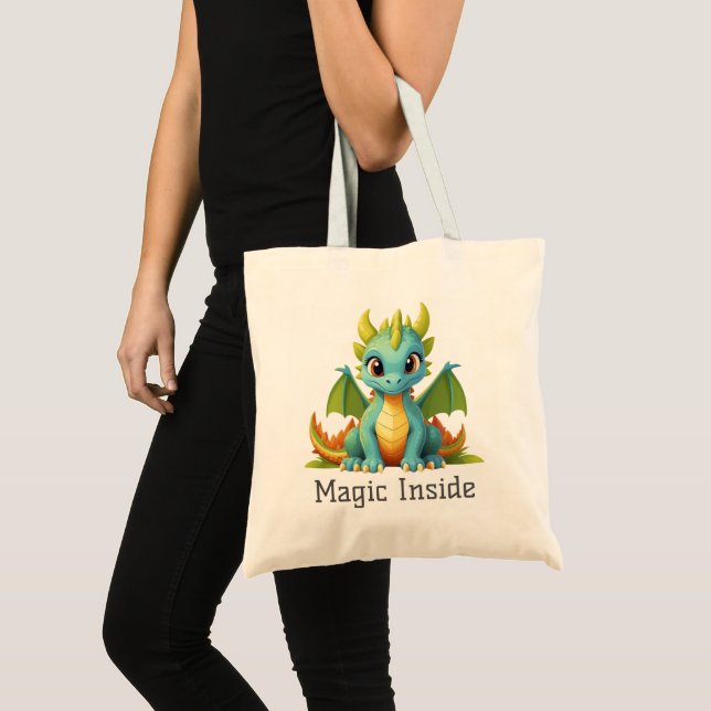 Bolsa Tote Saco de Toia do Dragão Azul Dentro Verde (Frente (produto))