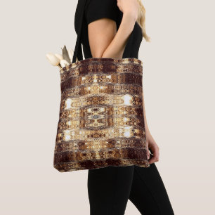 Bolsa Tote Saco de Toque de Abstrato Castanho Profundo