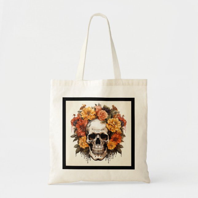 Bolsa Tote Saco de Toque de Açúcar Floral Personalizado (Frente)