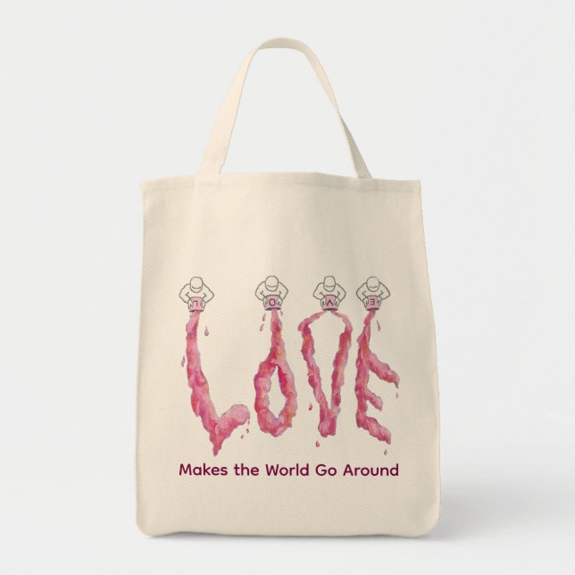 Bolsa Tote Saco de Toque de Amor Rosa (Frente)