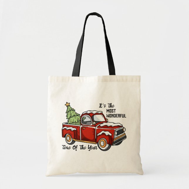 Bolsa Tote Saco de Toque de Caminhão de Natal bonito (Frente)