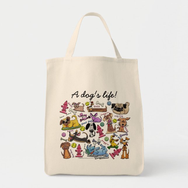 Bolsa Tote Saco de Toque de Colagem Pensada no Cachorro (Frente)