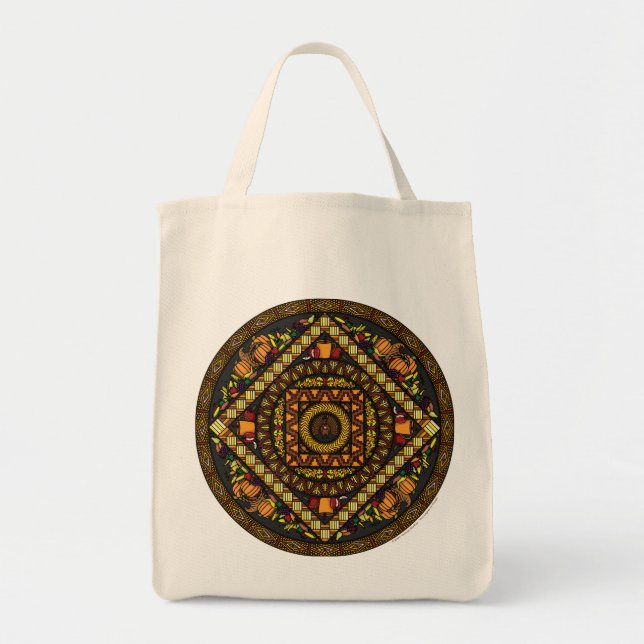 Bolsa Tote Saco de Toque de Ícones de Ação de Graças (Frente)