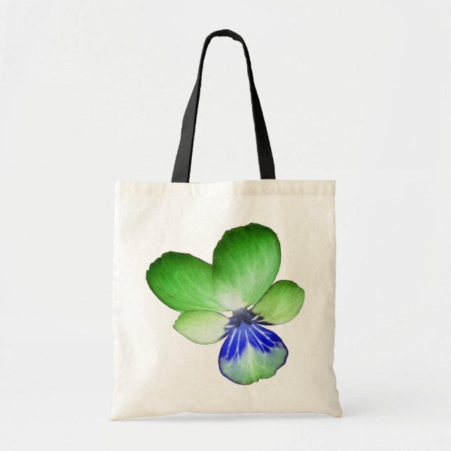 Bolsa Tote Saco de Toque de Pansy Verde e Azul (Frente)